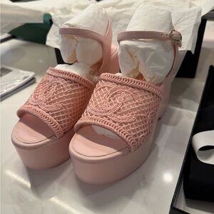 Light Pink Chanel Wedge Sandals